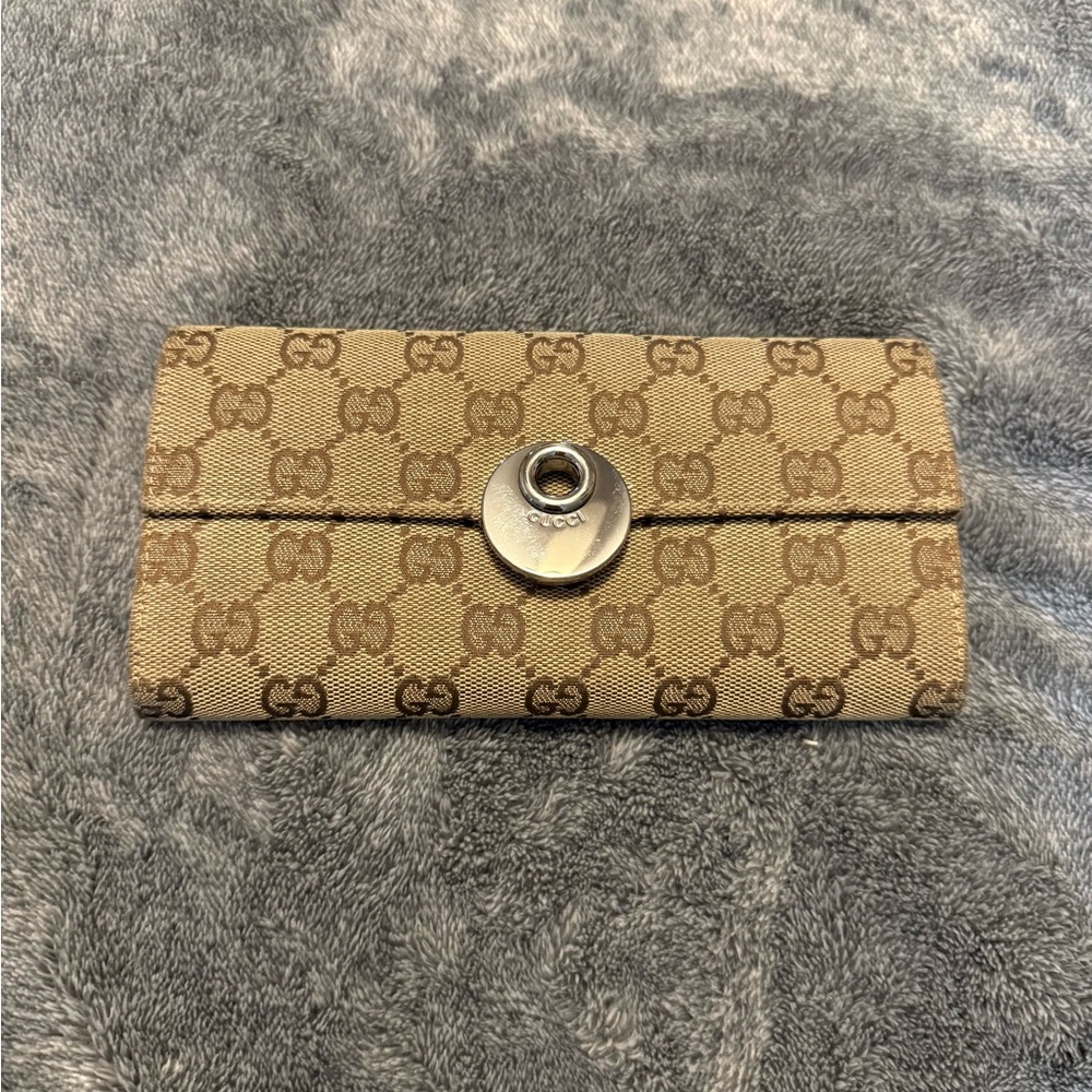 Gucci Eclipse Canvas Tan Monogram Women's Wallet - Vintage